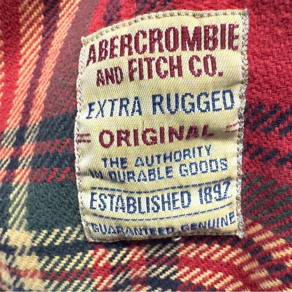 Vintage Abercrombie & Fitch heavy red plaid flannel jacket slacket small men’s